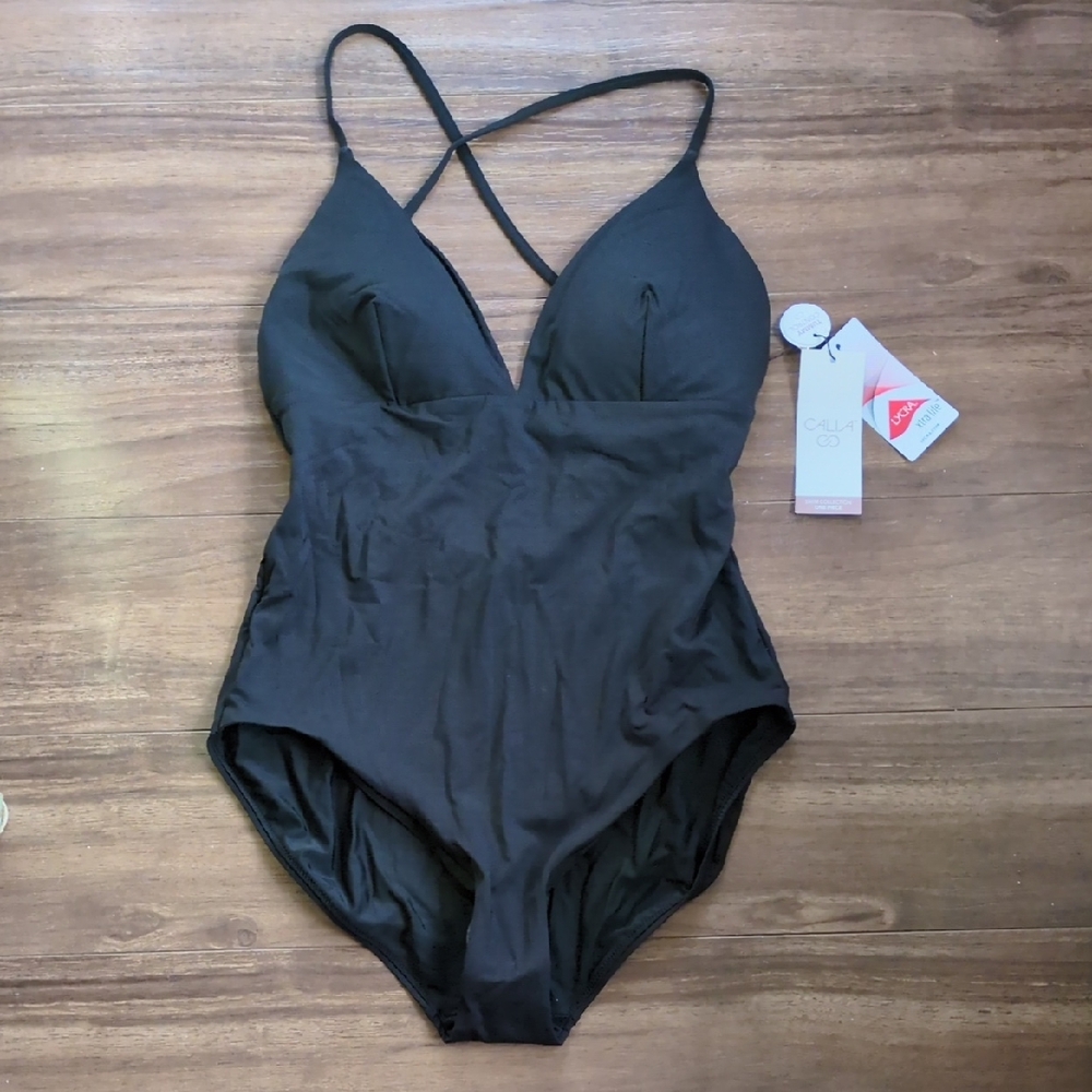 NWT Calia Black Strappy One Piece Swimsuit Size 8